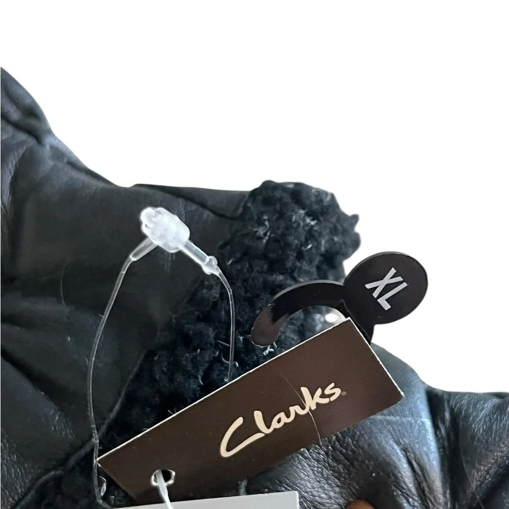 Clarks Women’s Black Leather Touchscreen Gloves Sherpa Lined XL NWT